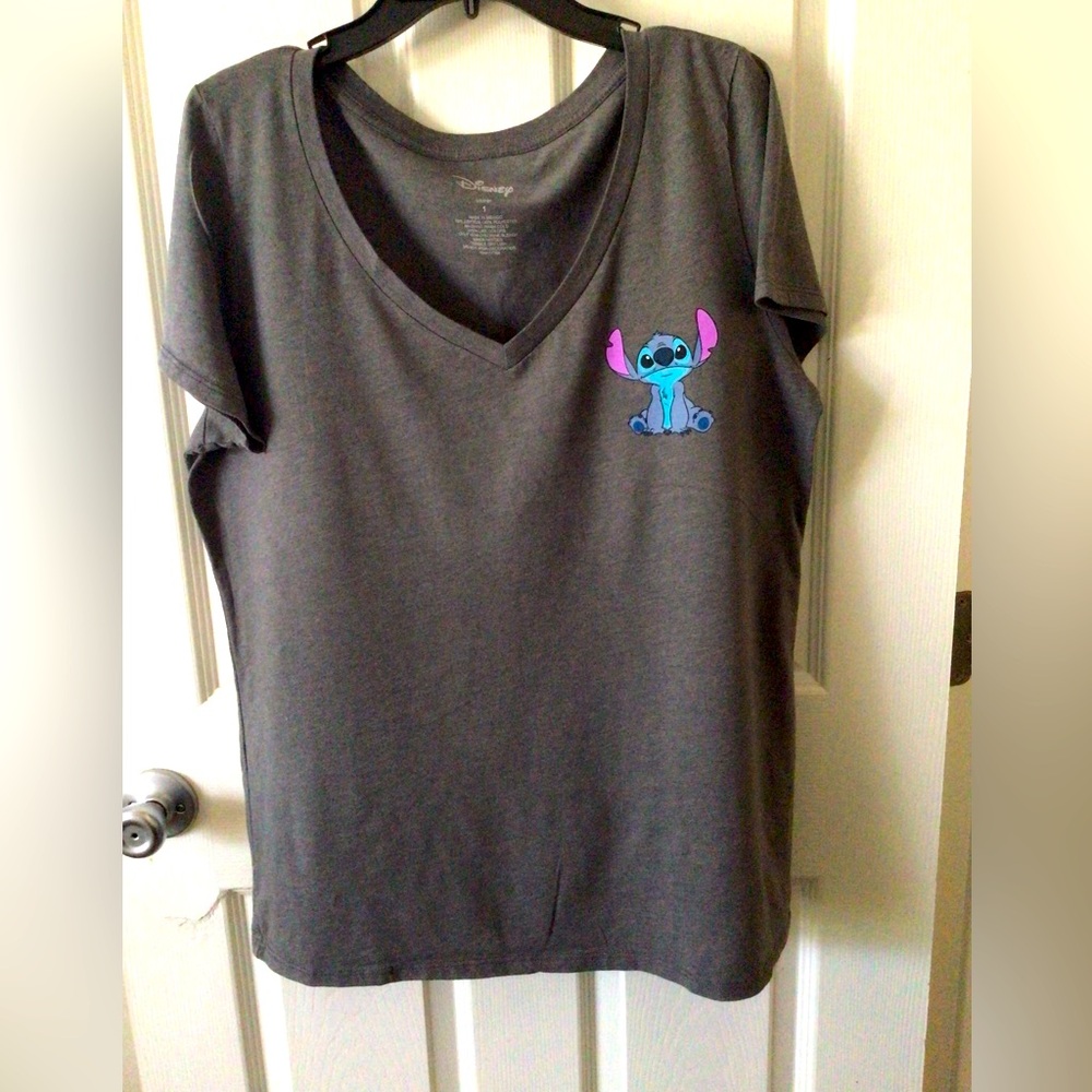 Disney Gray and Blue Stitch Tee Short Sleeve
